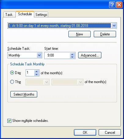 在 Windows 中配置任务计划程序